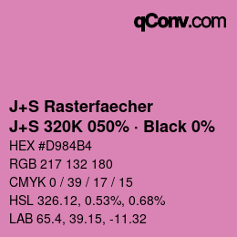 カラーコード: J+S Rasterfaecher - J+S 320K 050% · Black 0% | qconv.com