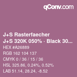 Code couleur: J+S Rasterfaecher - J+S 320K 050% · Black 30% | qconv.com