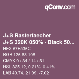 カラーコード: J+S Rasterfaecher - J+S 320K 050% · Black 50% | qconv.com