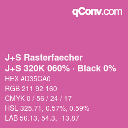 Code couleur: J+S Rasterfaecher - J+S 320K 060% · Black 0% | qconv.com