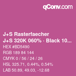 Farbcode: J+S Rasterfaecher - J+S 320K 060% · Black 10% | qconv.com