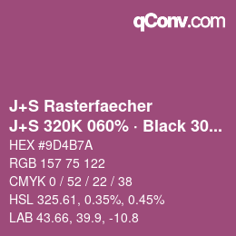 カラーコード: J+S Rasterfaecher - J+S 320K 060% · Black 30% | qconv.com
