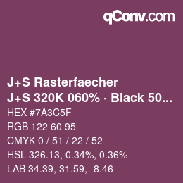 Farbcode: J+S Rasterfaecher - J+S 320K 060% · Black 50% | qconv.com
