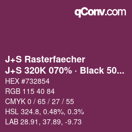 カラーコード: J+S Rasterfaecher - J+S 320K 070% · Black 50% | qconv.com