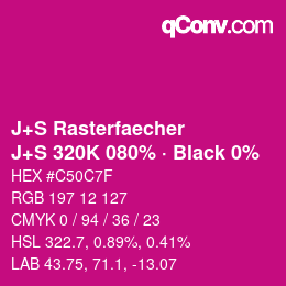 Code couleur: J+S Rasterfaecher - J+S 320K 080% · Black 0% | qconv.com