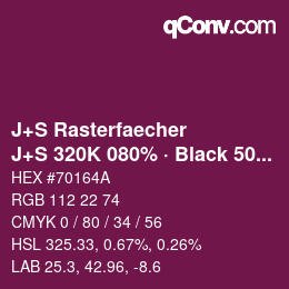 Code couleur: J+S Rasterfaecher - J+S 320K 080% · Black 50% | qconv.com