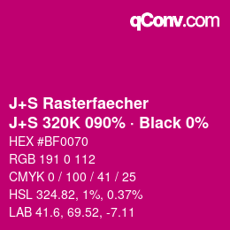 カラーコード: J+S Rasterfaecher - J+S 320K 090% · Black 0% | qconv.com