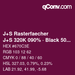 Farbcode: J+S Rasterfaecher - J+S 320K 090% · Black 50% | qconv.com