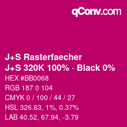 Farbcode: J+S Rasterfaecher - J+S 320K 100% · Black 0% | qconv.com