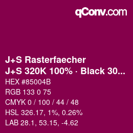 Code couleur: J+S Rasterfaecher - J+S 320K 100% · Black 30% | qconv.com