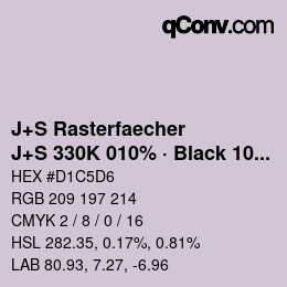 Farbcode: J+S Rasterfaecher - J+S 330K 010% · Black 10% | qconv.com