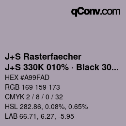 Farbcode: J+S Rasterfaecher - J+S 330K 010% · Black 30% | qconv.com