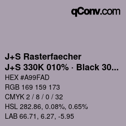 Color code: J+S Rasterfaecher - J+S 330K 010% · Black 30% | qconv.com