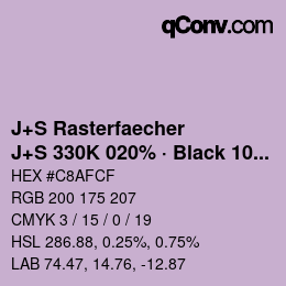 カラーコード: J+S Rasterfaecher - J+S 330K 020% · Black 10% | qconv.com