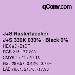 カラーコード: J+S Rasterfaecher - J+S 330K 030% · Black 0% | qconv.com