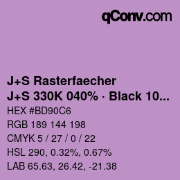 Code couleur: J+S Rasterfaecher - J+S 330K 040% · Black 10% | qconv.com