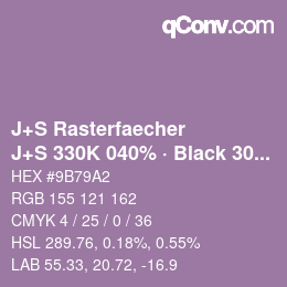 Farbcode: J+S Rasterfaecher - J+S 330K 040% · Black 30% | qconv.com
