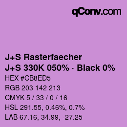 Code couleur: J+S Rasterfaecher - J+S 330K 050% · Black 0% | qconv.com