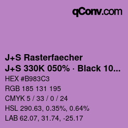Code couleur: J+S Rasterfaecher - J+S 330K 050% · Black 10% | qconv.com