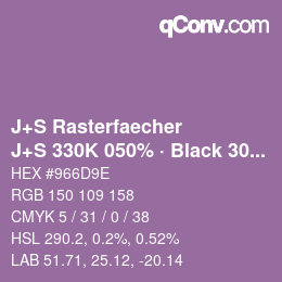 Code couleur: J+S Rasterfaecher - J+S 330K 050% · Black 30% | qconv.com