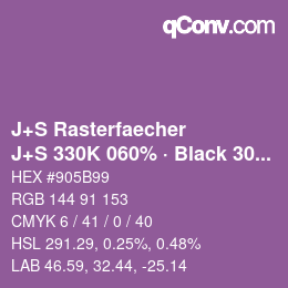 Farbcode: J+S Rasterfaecher - J+S 330K 060% · Black 30% | qconv.com