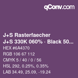 Farbcode: J+S Rasterfaecher - J+S 330K 060% · Black 50% | qconv.com