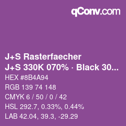 カラーコード: J+S Rasterfaecher - J+S 330K 070% · Black 30% | qconv.com