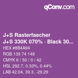 Color code: J+S Rasterfaecher - J+S 330K 070% · Black 30% | qconv.com