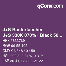 Farbcode: J+S Rasterfaecher - J+S 330K 070% · Black 50% | qconv.com
