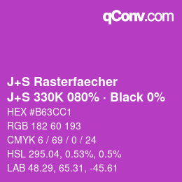 Color code: J+S Rasterfaecher - J+S 330K 080% · Black 0% | qconv.com