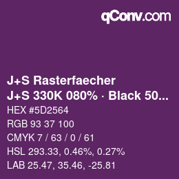 Code couleur: J+S Rasterfaecher - J+S 330K 080% · Black 50% | qconv.com