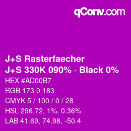 Farbcode: J+S Rasterfaecher - J+S 330K 090% · Black 0% | qconv.com