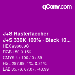 カラーコード: J+S Rasterfaecher - J+S 330K 100% · Black 10% | qconv.com
