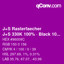 Color code: J+S Rasterfaecher - J+S 330K 100% · Black 10% | qconv.com