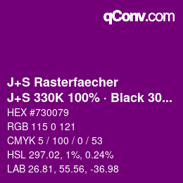 Code couleur: J+S Rasterfaecher - J+S 330K 100% · Black 30% | qconv.com