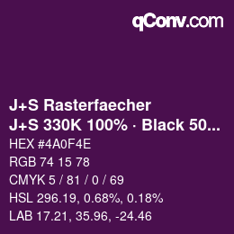 カラーコード: J+S Rasterfaecher - J+S 330K 100% · Black 50% | qconv.com