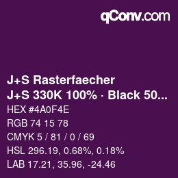 Color code: J+S Rasterfaecher - J+S 330K 100% · Black 50% | qconv.com