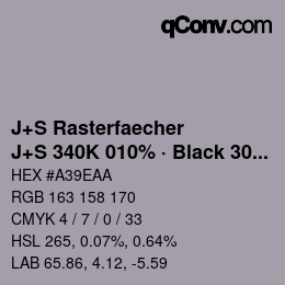 Farbcode: J+S Rasterfaecher - J+S 340K 010% · Black 30% | qconv.com
