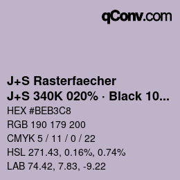 Farbcode: J+S Rasterfaecher - J+S 340K 020% · Black 10% | qconv.com