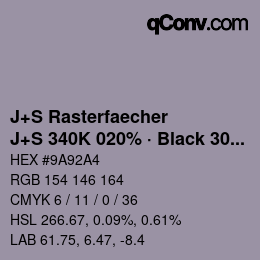 Code couleur: J+S Rasterfaecher - J+S 340K 020% · Black 30% | qconv.com