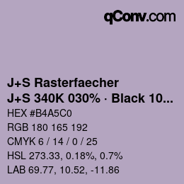 Farbcode: J+S Rasterfaecher - J+S 340K 030% · Black 10% | qconv.com