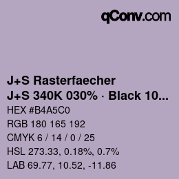 Color code: J+S Rasterfaecher - J+S 340K 030% · Black 10% | qconv.com