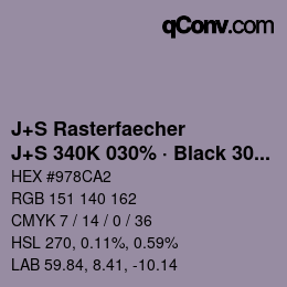 カラーコード: J+S Rasterfaecher - J+S 340K 030% · Black 30% | qconv.com