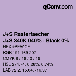 Farbcode: J+S Rasterfaecher - J+S 340K 040% · Black 0% | qconv.com