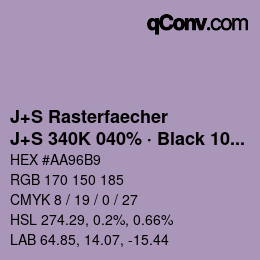 Farbcode: J+S Rasterfaecher - J+S 340K 040% · Black 10% | qconv.com