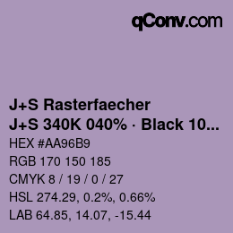 Code couleur: J+S Rasterfaecher - J+S 340K 040% · Black 10% | qconv.com
