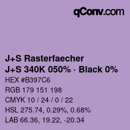 Color code: J+S Rasterfaecher - J+S 340K 050% · Black 0% | qconv.com