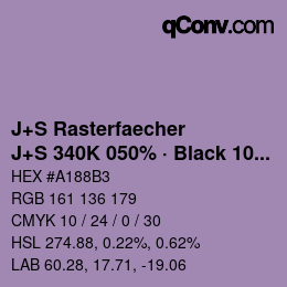 Farbcode: J+S Rasterfaecher - J+S 340K 050% · Black 10% | qconv.com