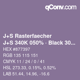 Color code: J+S Rasterfaecher - J+S 340K 050% · Black 30% | qconv.com