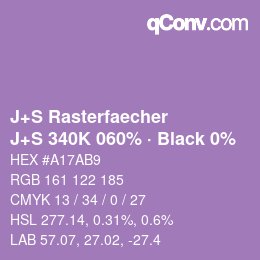 Farbcode: J+S Rasterfaecher - J+S 340K 060% · Black 0% | qconv.com